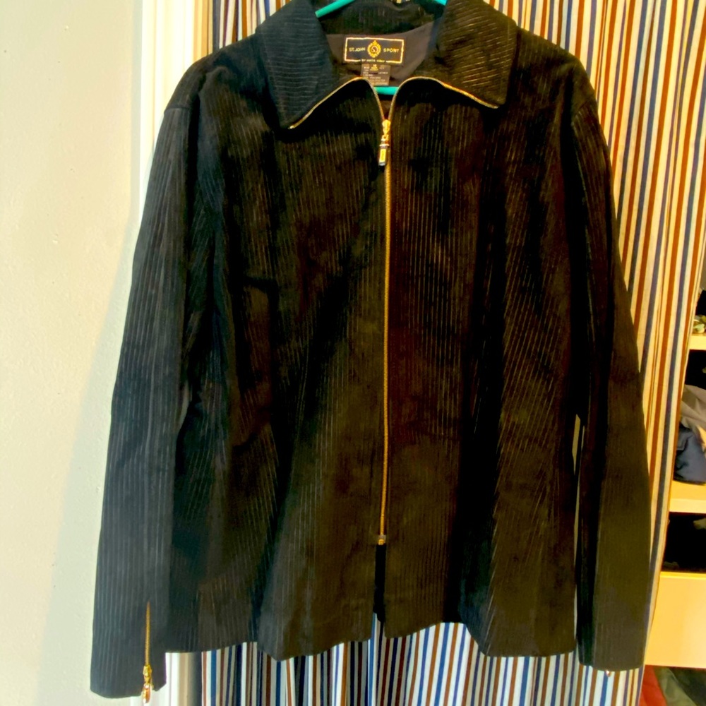 ST JOHN SPORT BY Marie Gray leather jacket SZ M